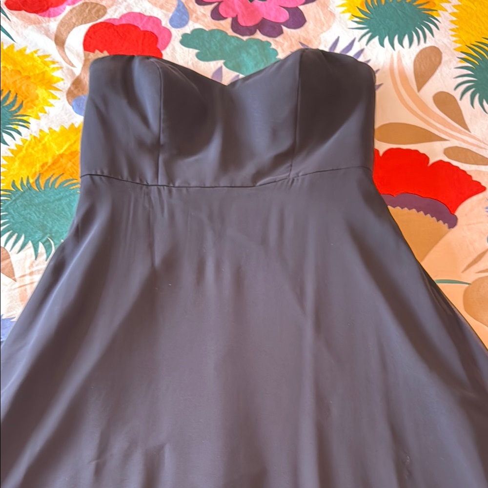 After Six Black A-line Strapless Chiffon Maxi Dress